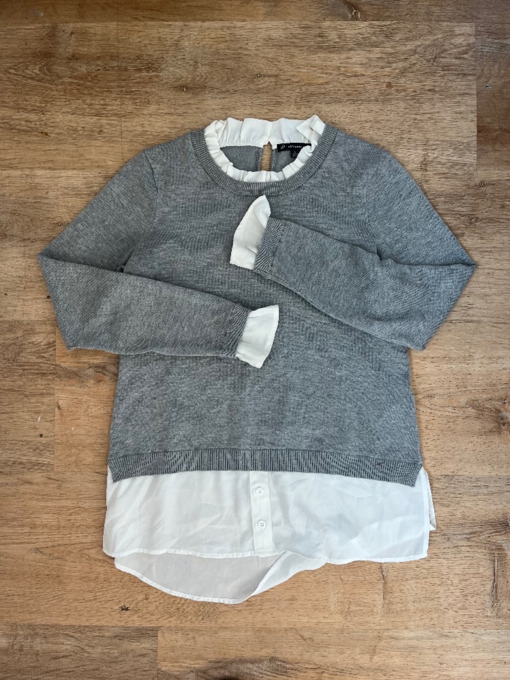 Adriana Papell Gray Layered Look Twofer Sweater